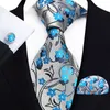 Pinces À Cravate Bleu Or Floral Cou Pour Hommes De Luxe 8cm De Large Soie Mer Affaires Cravates Poche Carré Boutons De Manchette Ensemble Accessoires Gravata 230704
