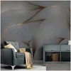 Fonds d'écran 3D Mural Papier Peint Géométrique Lignes Abstraites Salon Chambre Fond Décoration Murale Étanche Antifoing Drop Deli Dhpwm