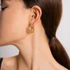 Boucles D'oreilles Créoles Uworld Texturé En Acier Inoxydable Blanc Zircon Cubique En Forme De U Chunky Pour Femmes Bijoux Aretes De Mujer Modernos