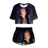 Camisetas Femininas Lingua Ignota Roupas Conjunto de Duas Peças Verão Manga Curta Crop Top Shorts Harajuku Streetwear Feminino