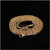 Ketten 5-7mm Edelstahl Twisted Rope Goldkette Halsketten für Männer Frauen Hip Hop Titan Dickes Halsband Mode Party Schmuck GIF DHF8N