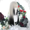 Synthetic Wigs Houyan Synthetic Long Straight Hair Women's Wig Silver Gradient Grey Wig Role Playing Lolita Bangs Wig Party Wig 230704
