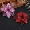 Dekoracyjne kwiaty 16cm brokatowe sztuczne główki kwiatowe ozdoby choinkowe ozdoba świąteczna fałszywe materiały eksploatacyjne