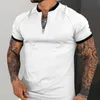 Herren Polos Mode Männer T-Shirt Kurzarm Fitness Rundhals Einfarbig Reißverschluss Lässiges Poloshirt Herren Sport Große Größe Slim Fit Tops 230704