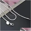 Chaînes 2Mm 925 Sterling Sier Smooth Snake 16 18 20 22 24 Pouces Collier Ras Du Cou Pour Femmes Hommes S Bijoux De Mode En Bk Drop Delivery Dhkya