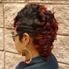 الباروكات الاصطناعية Beisdwig Black Women's Short Umbrey Burgundy Hairpin