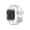 Crystal Clear Soft TPU Sport Straps حالات لفرقة Apple Watch 44 مم 42 مم 40 مم 38 مم 6 5 4 3 2 1