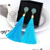 Dangle Chandelier Bohemian Tassel Earrings For Women Geometric Crystal Rose Flower Long Silk Fringe Statement Drop Earring Boho Je Dhyvl