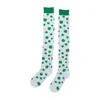 Women Socks Striped Stockings Over The Knee Shamrock Casual ST S Day For Gift Girl Holiday Costume
