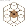 Horloges murales Horloges murales Moderne Hexagonal Bambou Bois Quartz Décor À La Maison À Piles Géométrie Grande Horloge Cadeau Silencieux Chambre Bureau Z230706