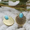 Stud Earrings Stainless Steel High Quality Turquoise For Women Fashion Trend Ladies Birthday Gift Jewelry Wholesale