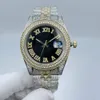 Orologio automatico zaffiro diamante orologi meccanici automatici da uomo d'affari donna impermeabile 41 mm con bracciale in acciaio tempestato di diamanti Montre de Luxe L