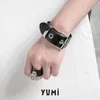 Charme Bracelets 2023 Punk Cool Bracelet Pour Femmes Hommes Vintage Gothique Réglable PU Bijoux Tendance Hip Hop Rock Kpop Danseur Accessoires