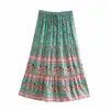 Skirts Boho Cherry Pink Floral For Women Cotton Summer Beach Skirt Holiday Long Gypsy Chic Pleated Party Wear