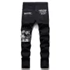 Mannen Jeans Klinknagel Punk Denim Jeans Broek Schedel Patchwork Streetwear Hip Hop Denim Broek Mannen Harajuku Plaid Mode Slanke zwarte Jeans Broek 230704