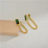 Oorknopjes 316L roestvrij stalen sieraden delicaat glanzend groen zirconia trendy metalen ketting geometrische bijoux