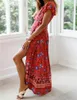 Abiti casual 2023 Summer Womens Floral Boho Long Maxi Dress Party Scollo a V Spiaggia Sexy Fessura alta