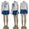 J2869 Fashion Designers Women's Brand Summer New Style Short Sleeve + Short Skirt Two Piece Set