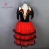 Danse préférée nouveau Ballet Tutu corsage en velours noir avec Costume de Ballet en Tulle rouge femmes espagnol Tutu251A