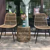 Móveis de acampamento Cadeiras de vime de luxo ao ar livre Nórdico minimalista moderno Ferro forjado Lazer Cadeira de jardim Varanda Praia Sillas