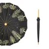 Parapluies 16 os long manche parasol rétro art manche en bois parapluie style chinois parapluie ensoleillé équipement de pluie