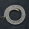 Kedjor 3 mm 16 "18" 20 "22" Mässingsset CZ 3-stift Tenniskedja Halsband Guld/Silver Färg Is AAA Cubic Zirconia BC213 230704