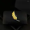 Broches Criativos Simples Cristal Dourado Trigo Broche Feminino Terno Pequeno Planta Casaco Decoração Pin Acessórios Jóias Cachecol Fivela