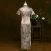Odzież etniczna stary szanghaj Cheongsam Vintage Qipao sukienka w stylu chińskim eleganckie kobiety codzienne wesele Vestidos