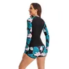 Damen-Badebekleidung, Badeanzug für Frauen, Rashguard, langärmelige Badeanzüge, gepolstertes Hemd mit Reißverschluss, Jungen-Shorts, zweiteilige Oberteile/Unterteile