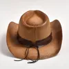 Nowy słomkowy zachodni kapelusz kowbojski letni odkryty podróżny kapelusz przeciwsłoneczny na plażę męski damski Vintage Gentleman Lady Cowgirl Jazz Hat