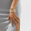 Berlockarmband KMVEXO Imitation Pearl Heart Armband Armband För Kvinnor Paljetter Ball Beaded Kedjor Bröllopsfest Smycken