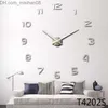 Wandklokken Hot Koop 3D DIY Wandklok Modern Design Saat Reloj De Pared Metal Art Klok Woonkamer Acryl Spiegel Horloge Horloge Murale Z230705