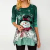 Women's Blouses Women Christmas Blouse Shirt Plus Size Santa Claus Print Xmas Long Sleeve Tops Shirts Winter Female Roupas Feminina Lady