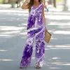 Women's Two Piece Pants Women Summer Beach 2 Outfits Boho Casual Printed Vest Sleeveless Top Loose Wide Leg Trousers Set Suit