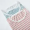 Knitted Striped Short Sleeve Sleeping Skirt Cotton Home Skirt Dresses Female Mid Summer 10075256t