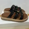 FLACHE MULES AUS KALBSLEDER Triumphale Sandalen-Slipper Neue Damensandale, bequem, lässig, für den Sommer, Vintage-Strand. Sandalen-Hausschuhe bieten entspannten Stil. Große Größe 35 42