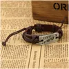 Charm Bracelets Genuine Leather Love At First Sight Couple One Arrow Double Heart Wrap Bangle For Women Men Jewelry Gift Drop Deliver Dh2Vt