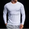 Erkek Tişörtler Erkek Spor Tişört Fitness Eğitimi Uzun Kollu Üstler Vücut Geliştirme Spor Salonu Tshirts 2023 Erkek Günlük Skinny Spor Giyim Tees J230705