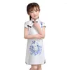 Etnische Kleding Meisjes Cheongsam Kinderen Tang Pak Chinese Stijl Jurk Prinses Wit Stadium Kostuums Klasse Kleding Po