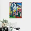 Contemporary Abstract Art on Canvas Blue Horse I Franz Marc Textured Handmade Oil Painting Wall Decor