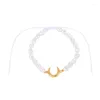 Link Bracelets Women Bracelet Artificial Pearl Beaded Moon Pendant Bangles Ladies Jewellery Hand Made Couples Fashion Trendy Alloy