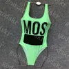 Woman Swimwear Big Letter Print Bikini One Piece Swimsuit Backless Swimsuits Womens Clothing Size S-XL