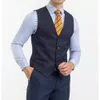Heren Vesten Marineblauw voor Mannen Effen Kleur Single Breasted Mannelijke Pakken Katoenen Mouwloze Top Smart Casual Bruiloft Vest Slim Fit 230705