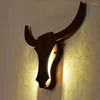 Candeeiros de parede loft industrial retrô madeira vaca estilo animal led arandela luzes modernas para sala de estar quarto restaurante bar