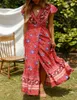 Robes décontractées 2023 Summer Womens Floral Boho Long Maxi Dress Party V Neck Beach Sexy High Slit