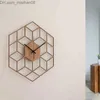 壁時計 壁時計 モダンな六角形の竹の木 クォーツ ホームデコレーション 電池式 ジオメトリ 大型時計 サイレント ギフト 寝室 オフィス Z230706
