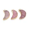 Pendant Necklaces Natural Stone Pink Crystal Moon Shape 14-35mm Boutique Charm Making DIY Necklace Earrings Fashion Jewelry Accessories