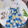 Fille Robes Filles Coréennes Casual Fleurs Bretelles Robe De Plage D'été Robes Bébé Enfants Vêtements Floral Vêtements Pour Enfants