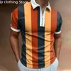 Pikétröjor för män Sommar Chic Rutig Stripe Golf Fritidspikétröjor Pikétröjor Krage Dragkedja Design Herr Street Clothes Pikétröja för män 230704