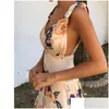 Basic Casual Jurken Bloemenprint Vrouwen Zomer Mouwloos V-hals Backless Vintage Lange Boho Party Cocktail Losse Strand Roze Jurk Dhrex